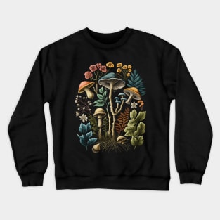 Cottagecore Aesthetic Mushrooms And Plants Crewneck Sweatshirt